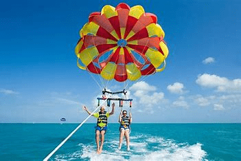 Parasailing over water